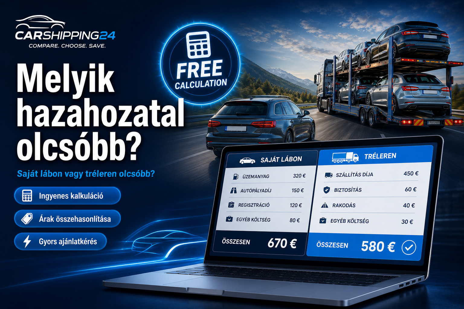 Saját lábon vagy tréleren olcsóbb? – hirdetés